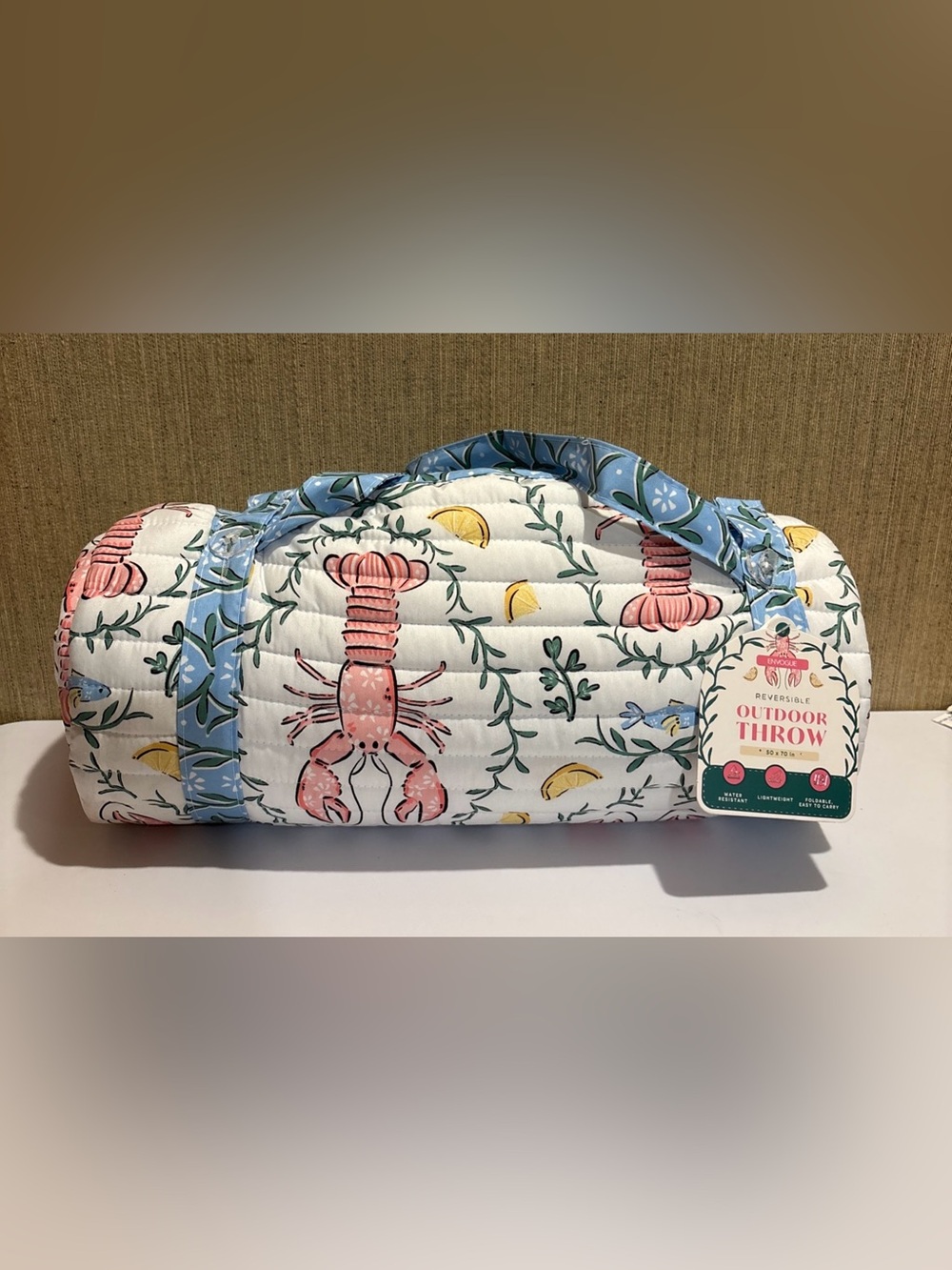 Envogue Outdoor Picnic Throw blanket lobster sardine fish lemon theme NEW